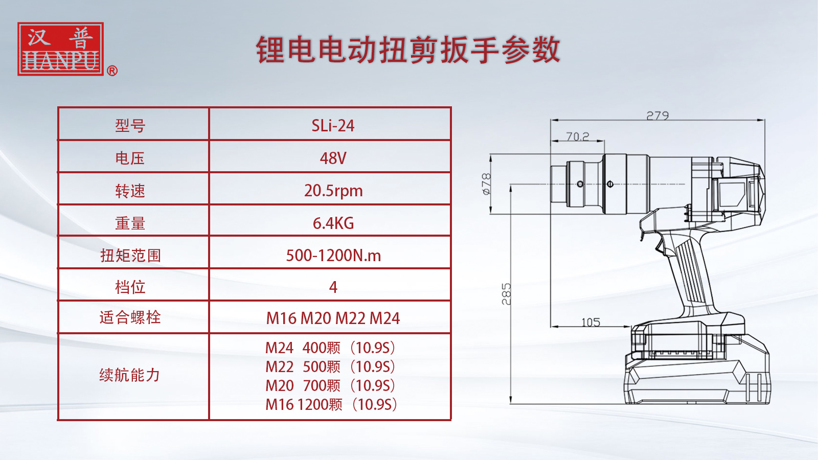 漢普鋰電電動扭剪扳手